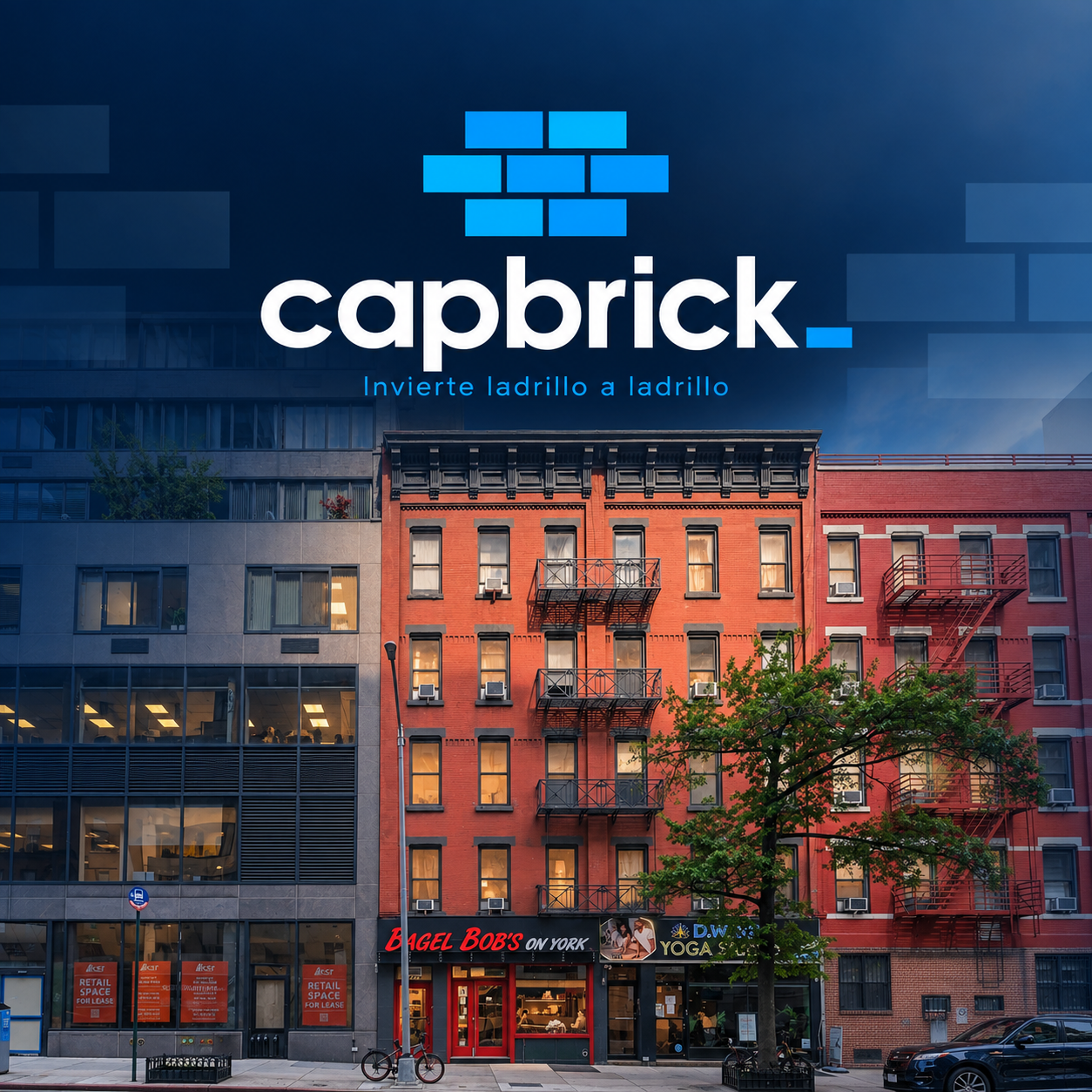 Capbrick. Invierte ladrillo a ladrillo, sobre una fotografía de inmuebles