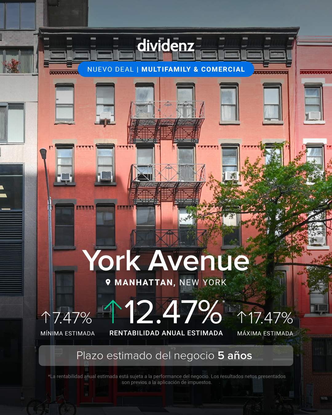 Fachada de un inmueble asociado a York Avenue